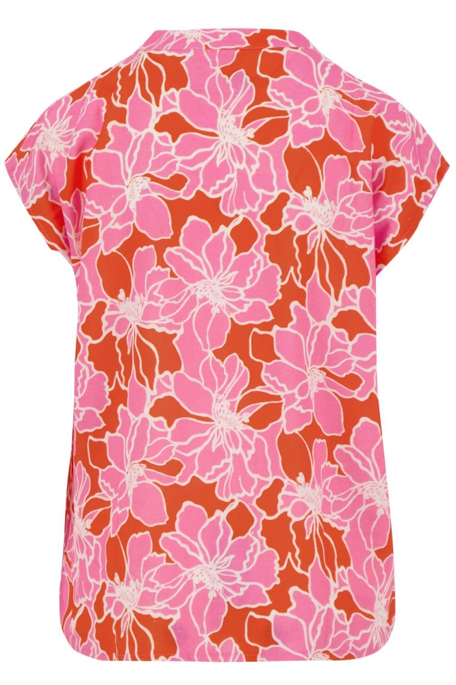 BLOUSE MET BLOEMEN PRINT 0304 166 7191 FEL ROZE/ORANJE
